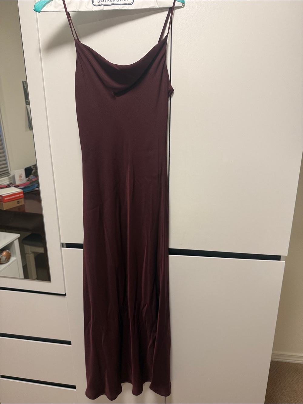 Cowl Neck Slip Dress in Deep Burgundy